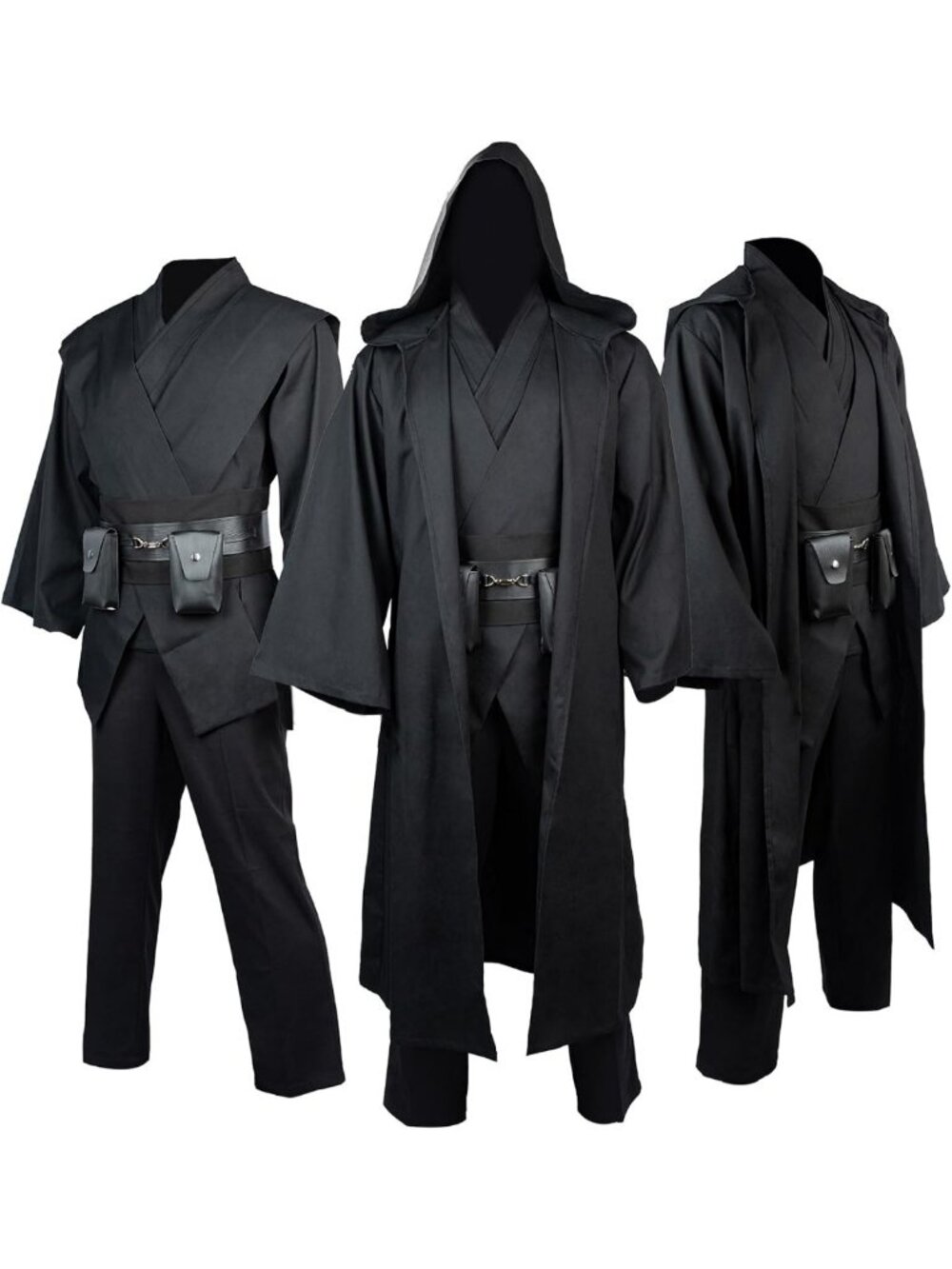 Men's Hooded Costume Robe - Adult Tunic Cloak for Halloween Cosplay Set